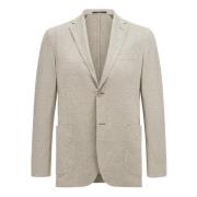 Boggi Milano Jacka B Jersey Linen and Cotton Herringbone Beige, Herr