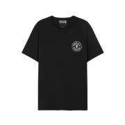 Versace Jeans Couture Säsongs Tee med V Emblem Tryck Black, Herr