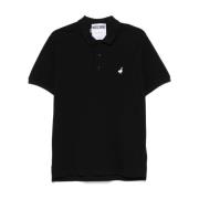 Moschino Broderat motiv svart polotröja Black, Herr