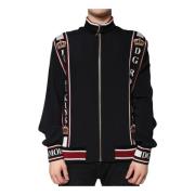 Dolce & Gabbana Multifärgad Logotyp Tryck Zip Tröja Black, Herr