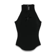 Mugler Svart Ärmlös Racerback Topp Black, Dam