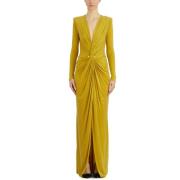 Elisabetta Franchi Red Carpet Cupro Klänning Yellow, Dam