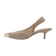 PINKO Lurex Stickad Slingback Skor Beige, Dam