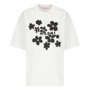 Marni Vit Bomull T-shirt Rund Hals Korta ärmar White, Dam