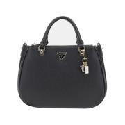 Guess Elegant svart shopper väska med gyllene detaljer Black, Dam