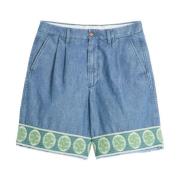 Valentino Blå Shorts med Broderat Motiv Blue, Herr