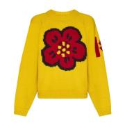 Kenzo Bomullströja Långärmad Ribbade Kanter Yellow, Dam