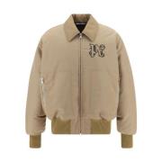 Palm Angels Vadderad bomberjacka med frontlogo Beige, Herr