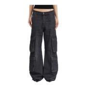 Diesel Denim Cargo Byxor Black, Dam