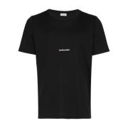 Saint Laurent Logo Detalj Bomulls T-shirt Black, Herr