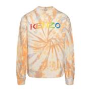 Kenzo Logo Bomull Sweatshirt Crew Neck Män Orange, Herr