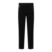 Versace Bomull Gabardin Byxor Etikett Logotyp Black, Herr