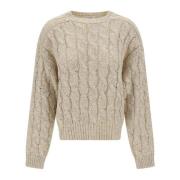 Brunello Cucinelli Paljettflätad Crewneck Sweater Kvinnor Beige, Herr