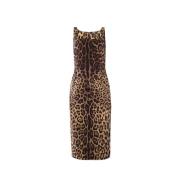 Dolce & Gabbana Leopardmönstrad Ärmlös Klänning Brown, Dam