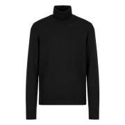 Armani Svart Turtleneck Tröja Essentials Kollektion Black, Herr