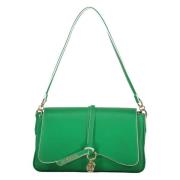 Love Moschino Axelväska med lock och tryckknappar Green, Dam