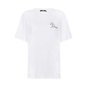 Karl Lagerfeld Tryckt bomull T-shirt med baktryck White, Dam