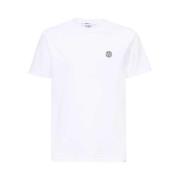 Les Deux Räfflad Crew-neck T-shirt med Print White, Herr