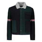 Thom Browne Ull Cardigan med Tricolor Detaljer Green, Herr