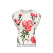 Dolce & Gabbana Blus med rund hals i rosa & svart prickig Multicolor, ...