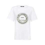 Karl Lagerfeld Tryckt bomull T-shirt White, Dam