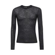 Tom Ford Kashmir Ribbad Crew-Neck Tröja Black, Dam