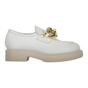 Love Moschino Guldton Läder Loafers White, Dam