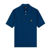 Lyle & Scott Kabelstickad Polotröja Blue, Herr