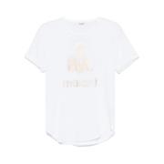 Isabel Marant Étoile Vit/Guld T-shirt med Stil White, Dam