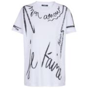 Balmain Kortärmad bokstavstryck T-shirt vit White, Dam