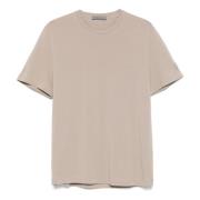 Corneliani Stretch Bomull Logo T-shirt Beige, Herr