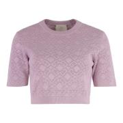 Givenchy Ribbstickad Jacquardstickad Cropped Top Pink, Dam