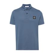 Stone Island Logo Patch Polo Shirt Blue, Herr