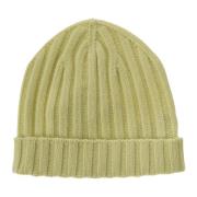 Hindustrie Gul Cashmere Ribbstickad Beanie Mössa Yellow, Herr