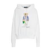 Polo Ralph Lauren Vit Snygg Hoodie med Tryck White, Dam