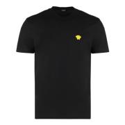 Versace Räfflad crew-neck T-shirt i bomull Black, Herr