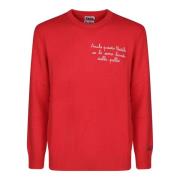 MC2 Saint Barth Ull crew neck pullover med logotyp Red, Herr