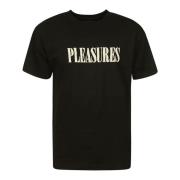 Pleasures Svart Bomull T-shirt med Logotyptryck Black, Herr