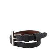 Alexander McQueen Svart läder Cross-Bar armband Black, Herr