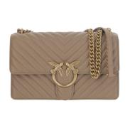 PINKO Chevron Quilted Love Birds Axelväska Beige, Dam