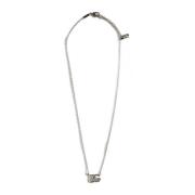 Dolce & Gabbana Halsband med logoplatta i silver Gray, Herr