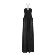 Tom Ford Svart Sidens Strapless Klänning med Cut-Out Black, Dam