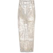 Rick Owens Golden Frayed Hem Skirt Yellow, Dam