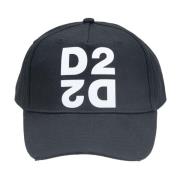 Dsquared2 Kontrast Logo Baseball Cap Distressed Skärm Black, Unisex