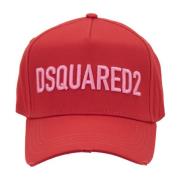 Dsquared2 Präglad Logotyp Baseball Cap Fibbia Red, Unisex