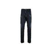 Dsquared2 Mäns Knapp Jeans med Distressed Detaljer Black, Herr