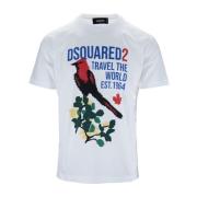 Dsquared2 Herr Grafisk Tryck Bomull T-shirt Multicolor, Herr