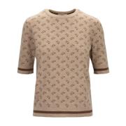 Herno Metallic Logo T-shirt Beige, Dam