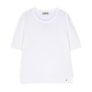 Herno Kortärmad stickad T-shirt White, Dam