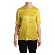 Dolce & Gabbana Elegant Sidenskjorta - Gul Yellow, Dam